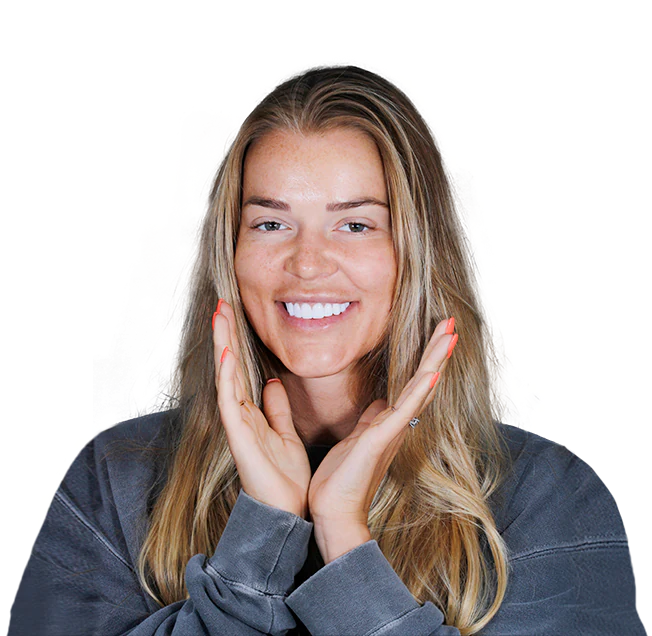 young female patient of Cancun Dental Design, smiling after getting gum surgery in Mexico